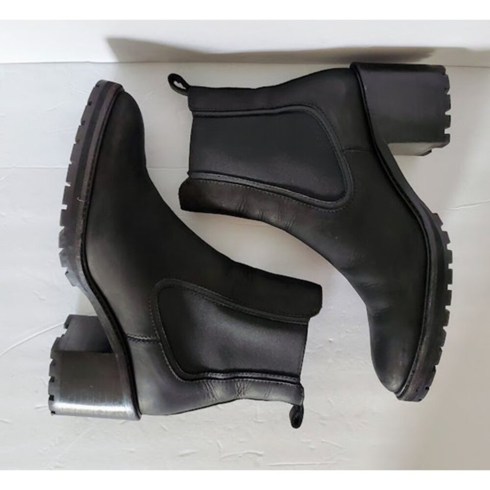 Thursday Knockout Black Matte Leather Boots Chelsea Rubber Lug Sole Moto Size 9 - Picture 6 of 12